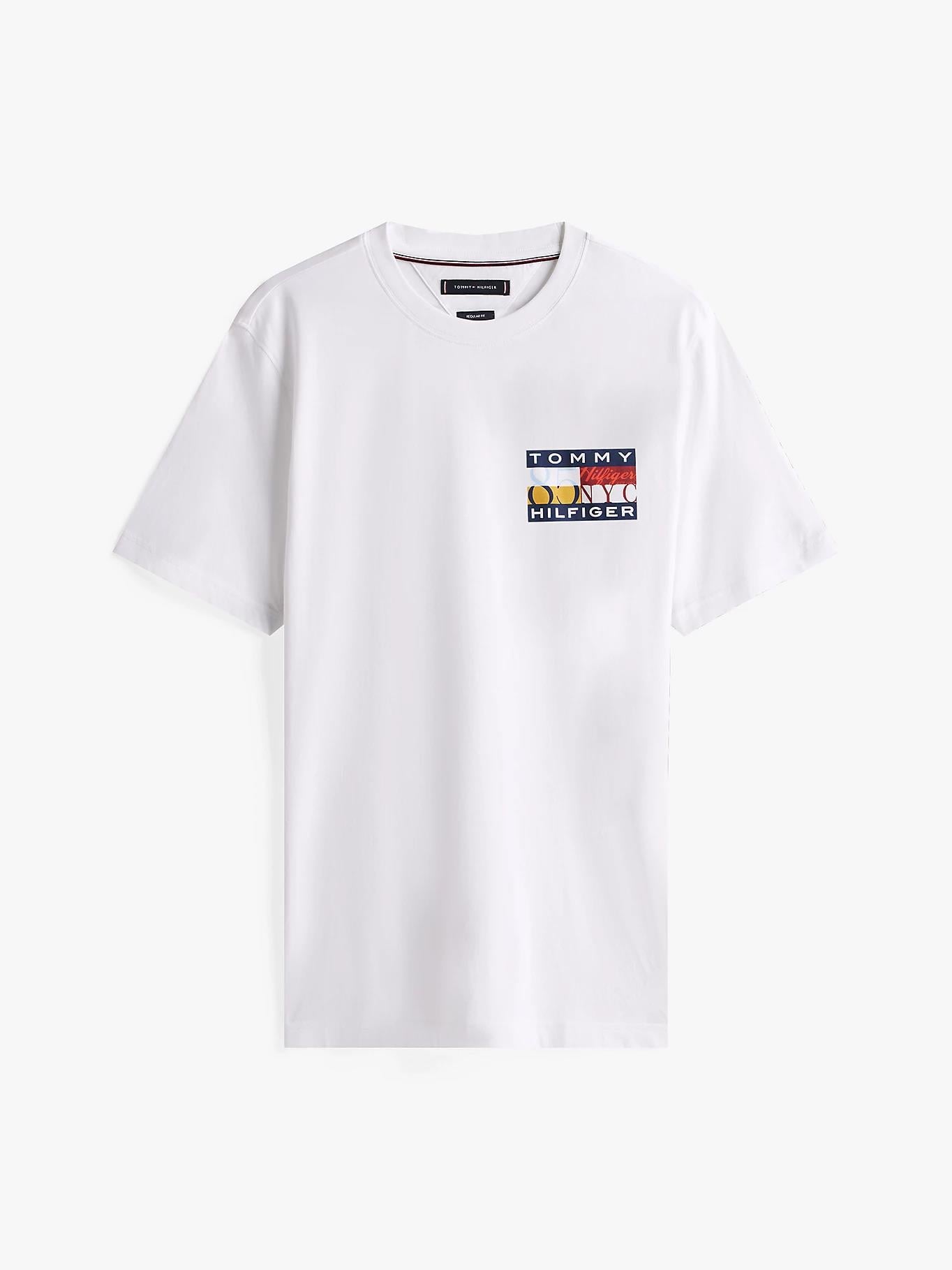 Tommy Hilfiger Tommy Hilfiger Erkek Rahat Kalıp Renk Bloklu Yuvarlak Yakalı %100 Pamuklu Kısa Kollu Beyaz T-Shirt MW0MW40006-YBR