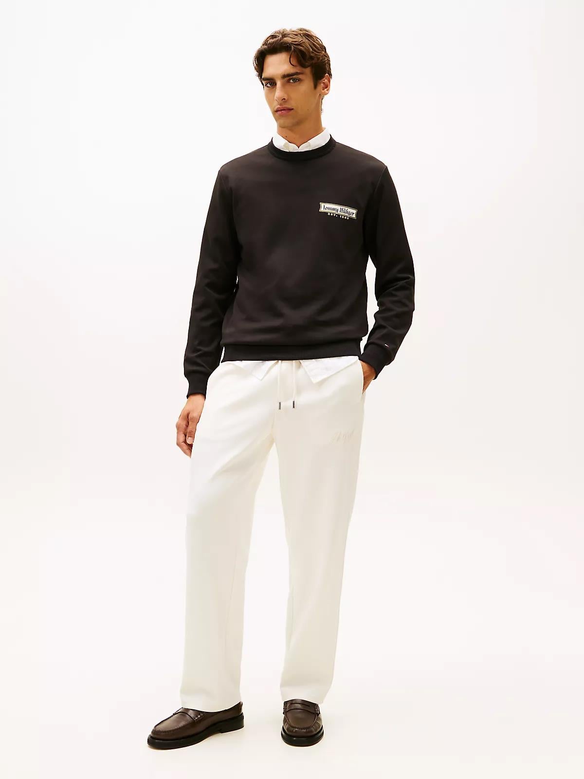 Tommy Hilfiger Tommy Hilfiger Erkek Regular Fit Yuvarlak Yakalı Logo Baskılı Uzun Kollu Siyah Sweatshirt MW0MW41433-BDS