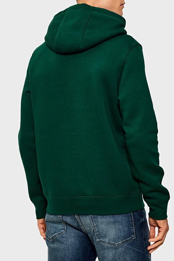 Tommy Hilfiger Tommy Hilfiger Erkek Regular Fit Kapüşonlu Logo Baskılı Pamuklu Uzun Kollu Yeşil Sweatshirt MW0MW37361-L6K