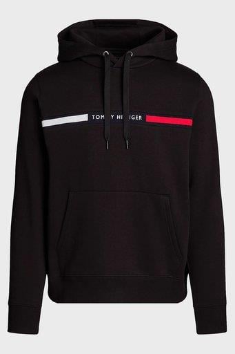 Tommy Hilfiger Tommy Hilfiger Erkek Regular Fit Kapüşonlu Logo Baskılı Pamuklu Uzun Kollu Siyah Sweatshirt MW0MW37361-BDS