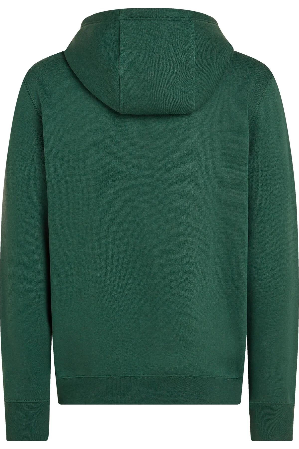Tommy Hilfiger Tommy Hilfiger Erkek Regular Fit Kapüşonlu Logo Baskılı Pamuklu Uzun Kollu Yeşil Sweatshirt MW0MW37361-L6K