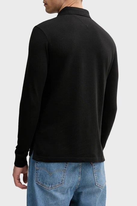 Tommy Hilfiger Tommy Hilfiger Erkek Regular Fit Organik Pamuklu Bayrak Logolu Uzun Kollu Siyah Polo Yaka T-Shirt MW0MW20183-BDS