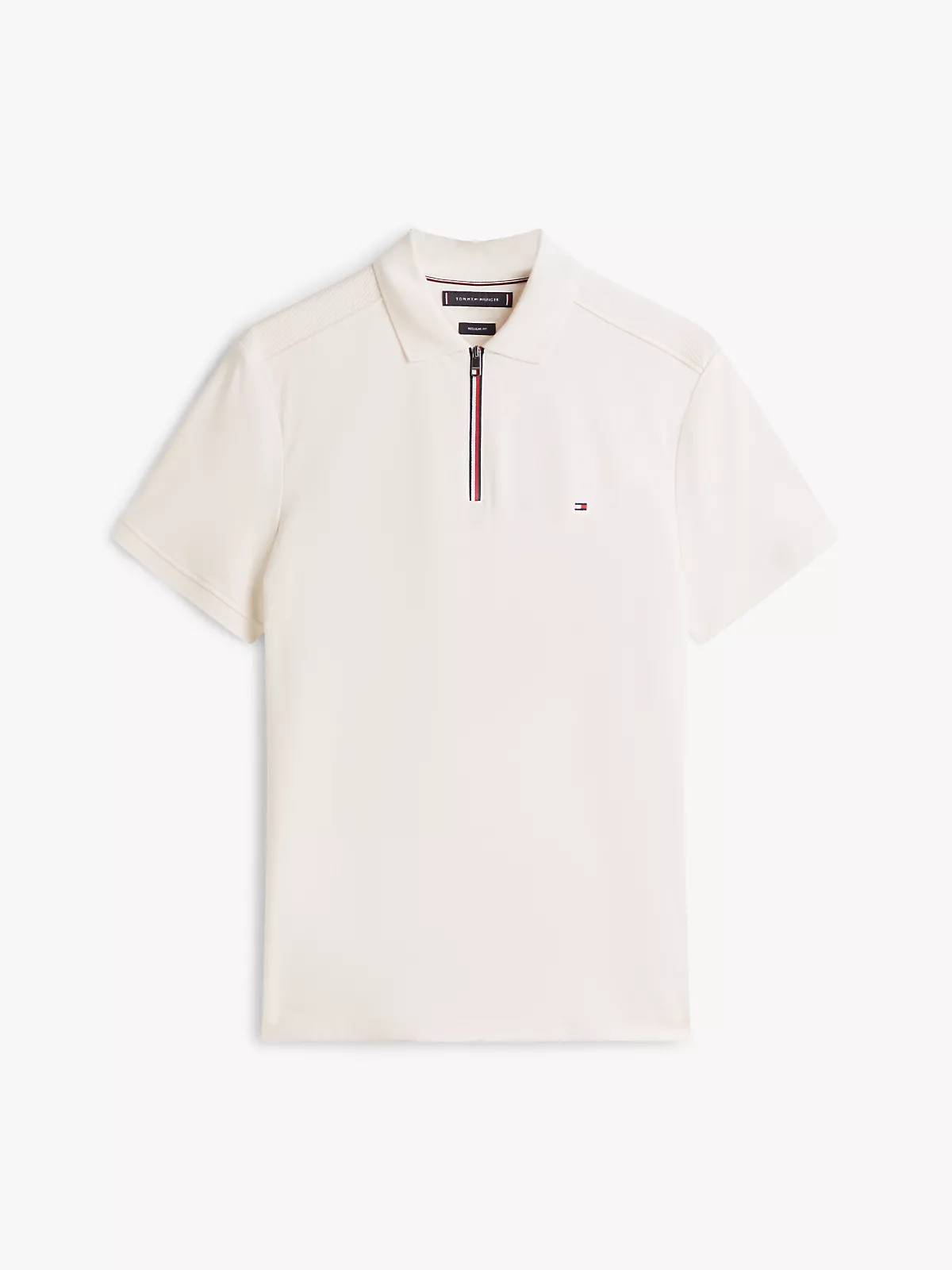 Tommy Hilfiger Tommy Hilfiger Erkek Regular Fit Pamuklu Kısa Kollu Fermuarlı Krem Polo Yaka T-Shirt MW0MW41613-Z00