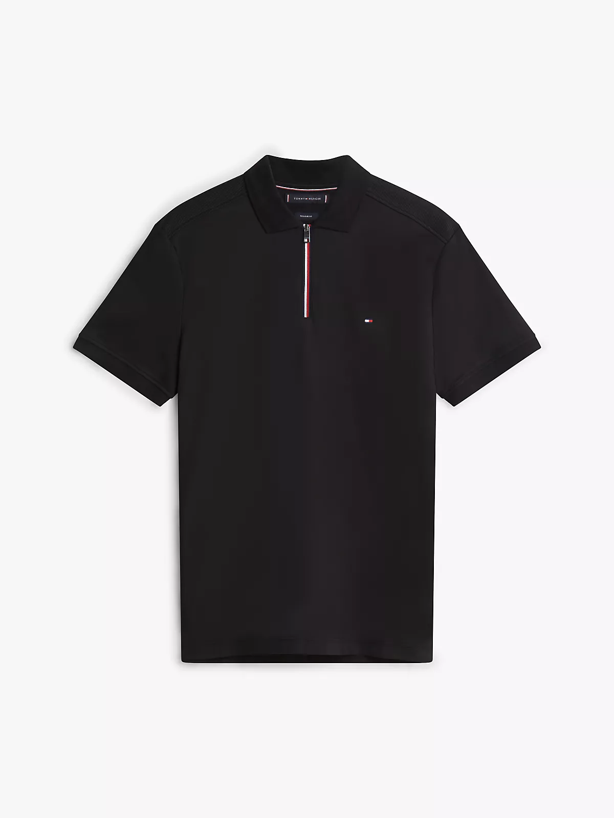 Tommy Hilfiger Tommy Hilfiger Erkek Regular Fit Pamuklu Kısa Kollu Fermuarlı Siyah Polo Yaka T-Shirt MW0MW41613-BDS