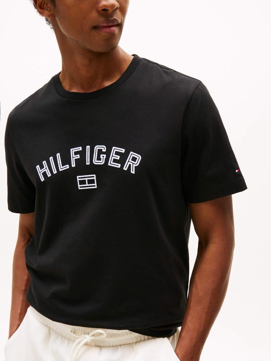 TOMMY HILFIGER Tommy Hilfiger Erkek Regular Fit Pamuklu Logo Baskılı Pamuklu Yuvarlak Yakalı Kısa Kollu Siyah T-Shirt MW0MW39357-BDS