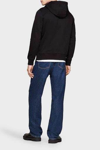 Tommy Hilfiger Tommy Hilfiger Erkek Regular Fit Kapüşonlu Logo Baskılı Pamuklu Uzun Kollu Siyah Sweatshirt MW0MW37361-BDS