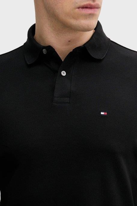 Tommy Hilfiger Tommy Hilfiger Erkek Regular Fit Organik Pamuklu Bayrak Logolu Uzun Kollu Siyah Polo Yaka T-Shirt MW0MW20183-BDS