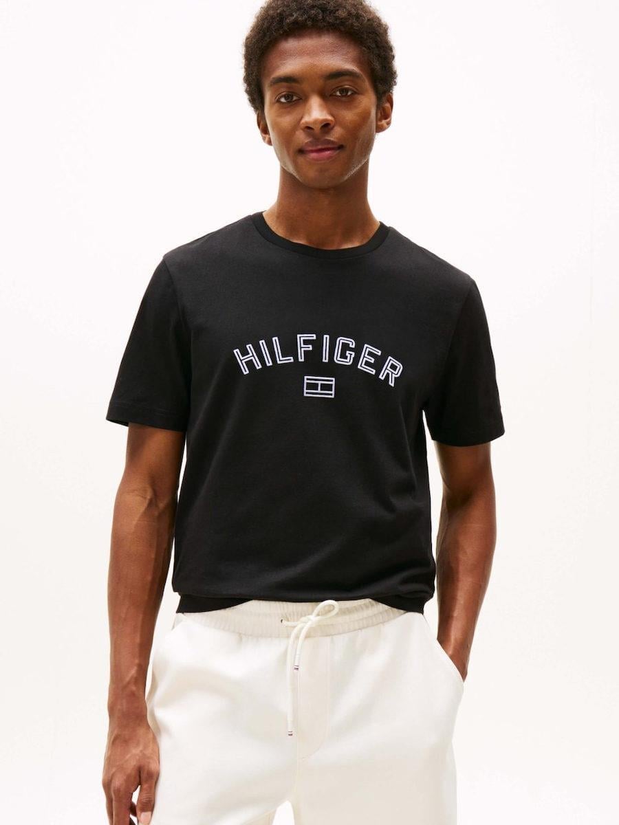 TOMMY HILFIGER Tommy Hilfiger Erkek Regular Fit Pamuklu Logo Baskılı Pamuklu Yuvarlak Yakalı Kısa Kollu Siyah T-Shirt MW0MW39357-BDS
