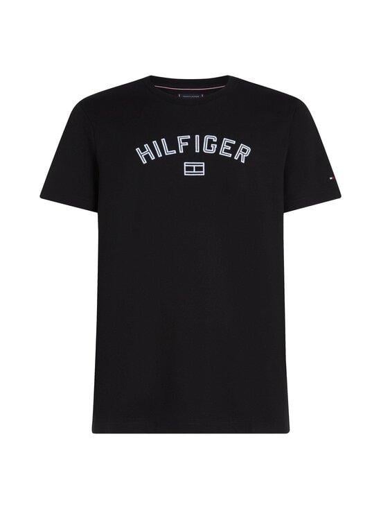 TOMMY HILFIGER Tommy Hilfiger Erkek Regular Fit Pamuklu Logo Baskılı Pamuklu Yuvarlak Yakalı Kısa Kollu Siyah T-Shirt MW0MW39357-BDS