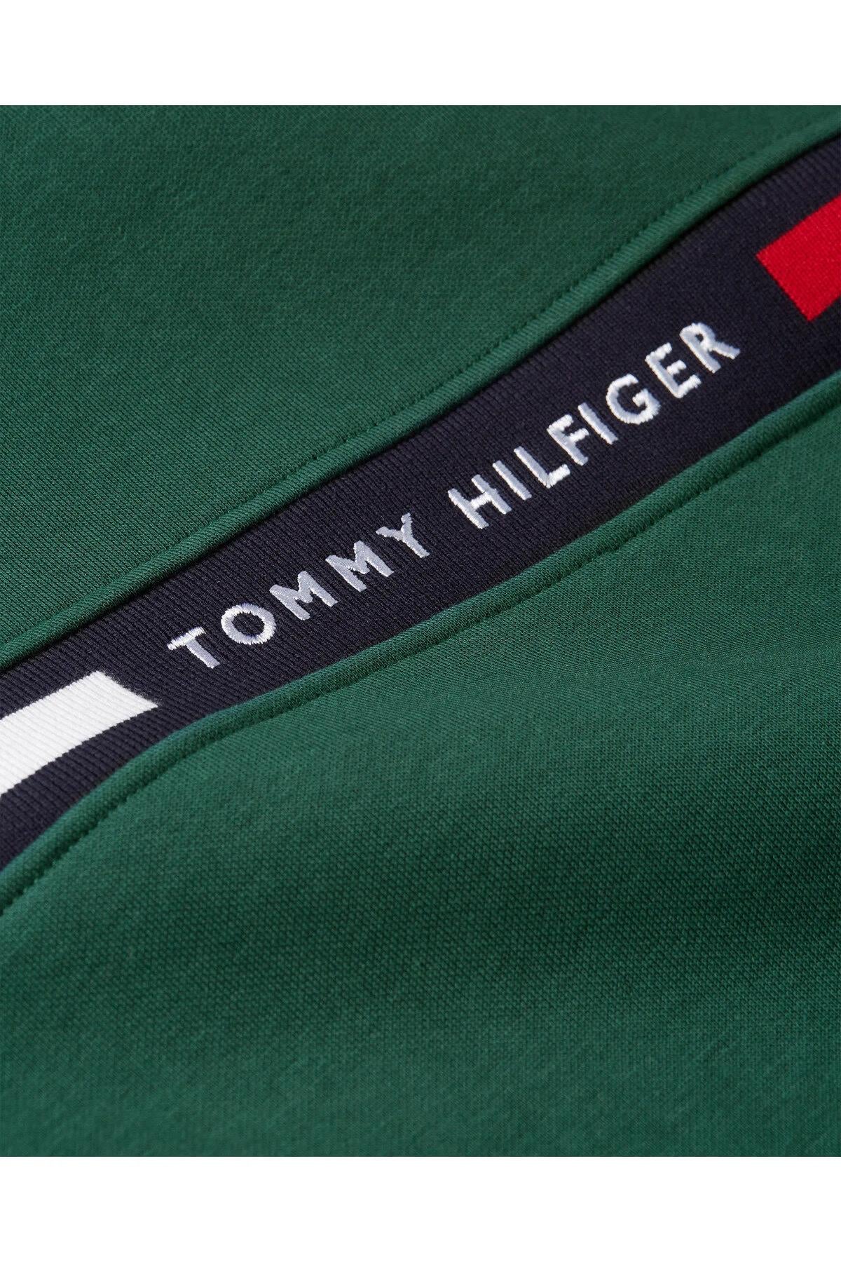 Tommy Hilfiger Tommy Hilfiger Erkek Regular Fit Kapüşonlu Logo Baskılı Pamuklu Uzun Kollu Yeşil Sweatshirt MW0MW37361-L6K