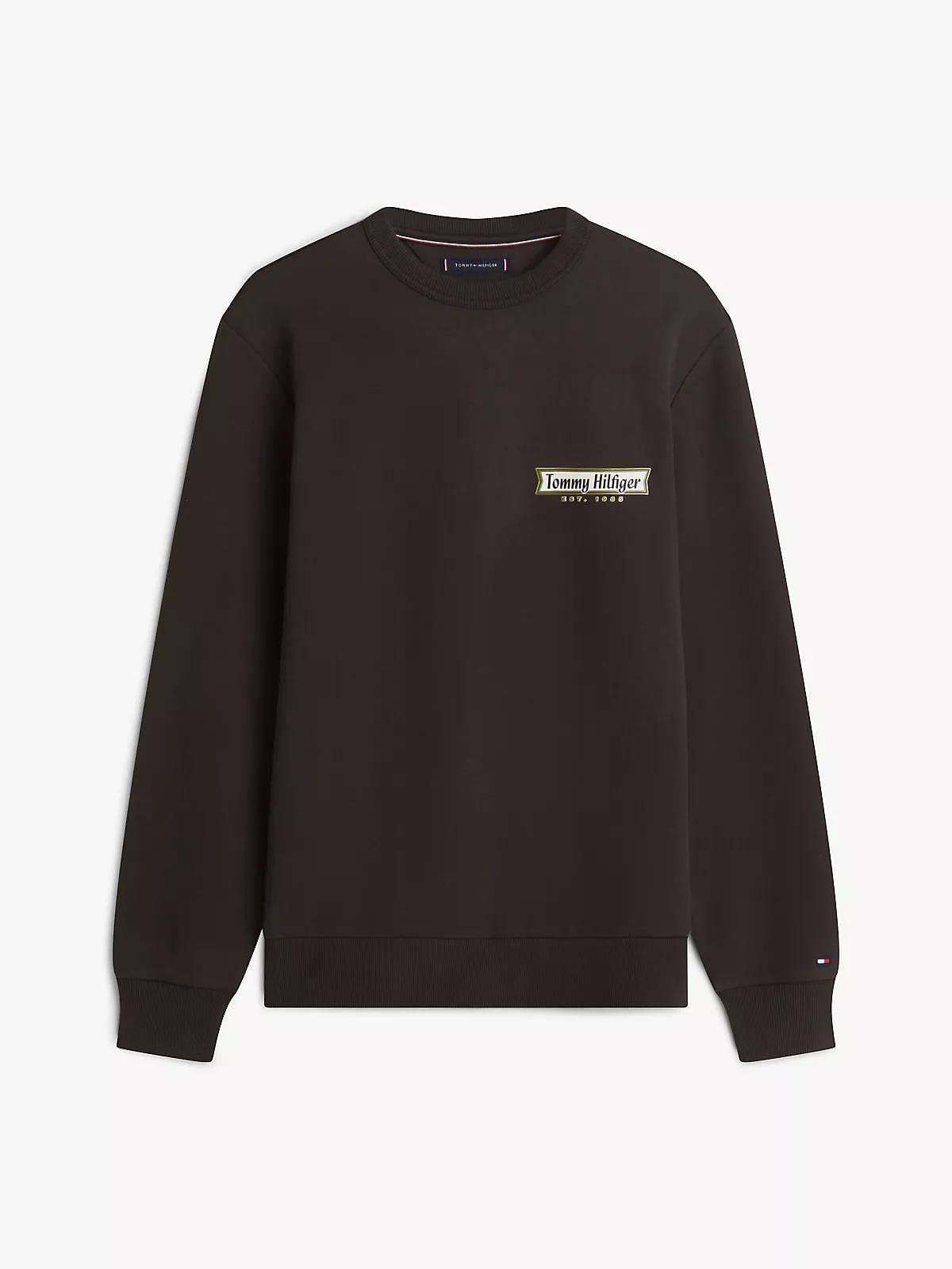 Tommy Hilfiger Tommy Hilfiger Erkek Regular Fit Yuvarlak Yakalı Logo Baskılı Uzun Kollu Siyah Sweatshirt MW0MW41433-BDS