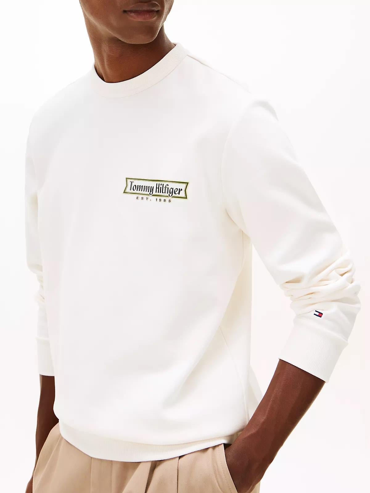 Tommy Hilfiger Tommy Hilfiger Erkek Regular Fit Yuvarlak Yakalı Logo Baskılı Uzun Kollu Sarı Sweatshirt MW0MW41433-Z00