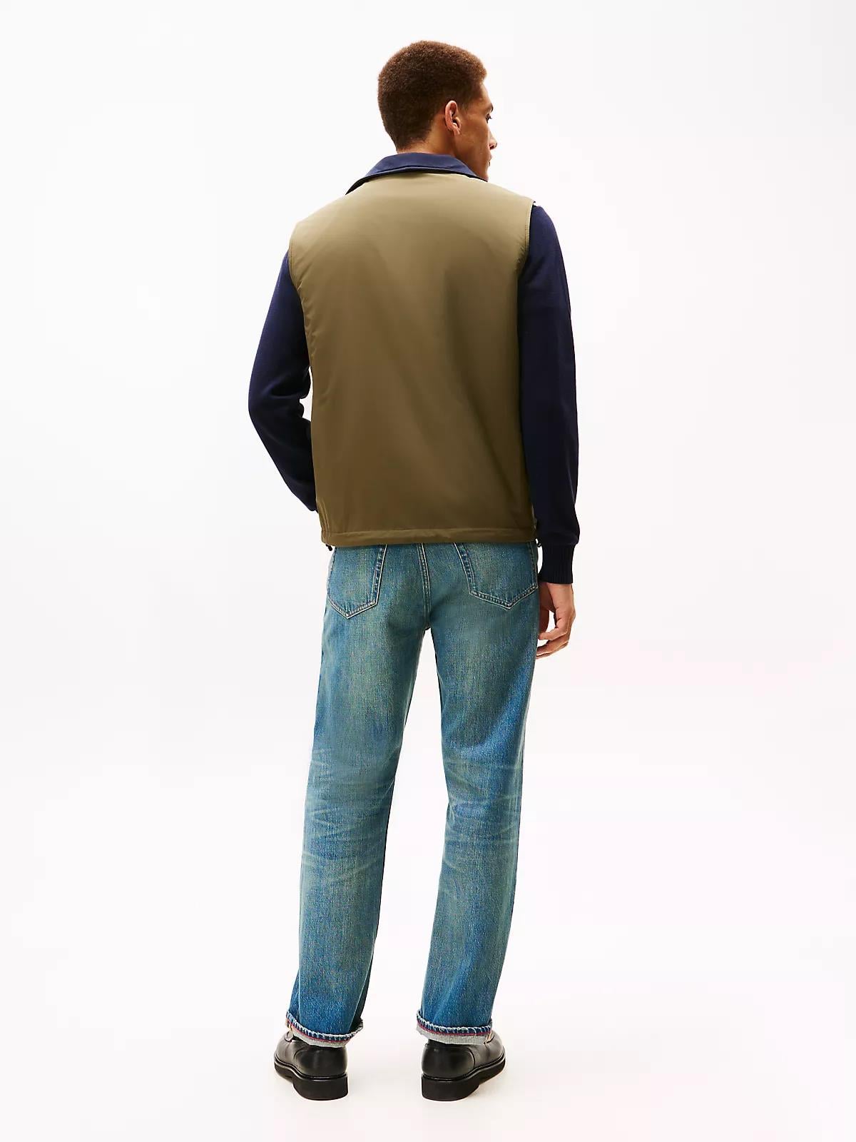 Tommy Hilfiger Tommy Hilfiger Erkek Regular Fit Dik Yaka Fermuarlı Logo Etiketli Haki Yelek MW0MW41882-RBN