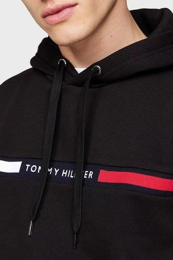 Tommy Hilfiger Tommy Hilfiger Erkek Regular Fit Kapüşonlu Logo Baskılı Pamuklu Uzun Kollu Siyah Sweatshirt MW0MW37361-BDS
