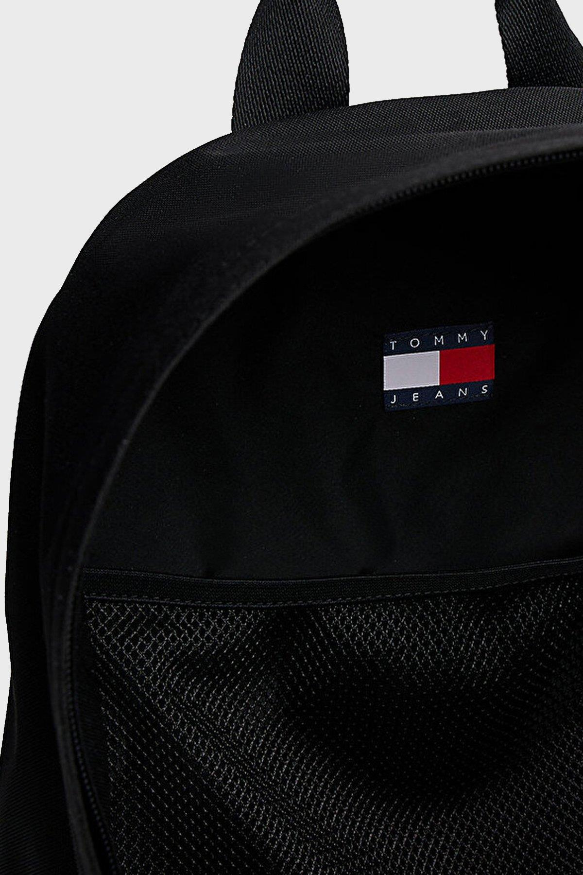 Tommy Hilfiger Tommy Hilfiger Erkek Sırt Askılı Marka Logolu Fermuar Kapamalı Siyah Sırt Çantası AM0AM13726-BDS