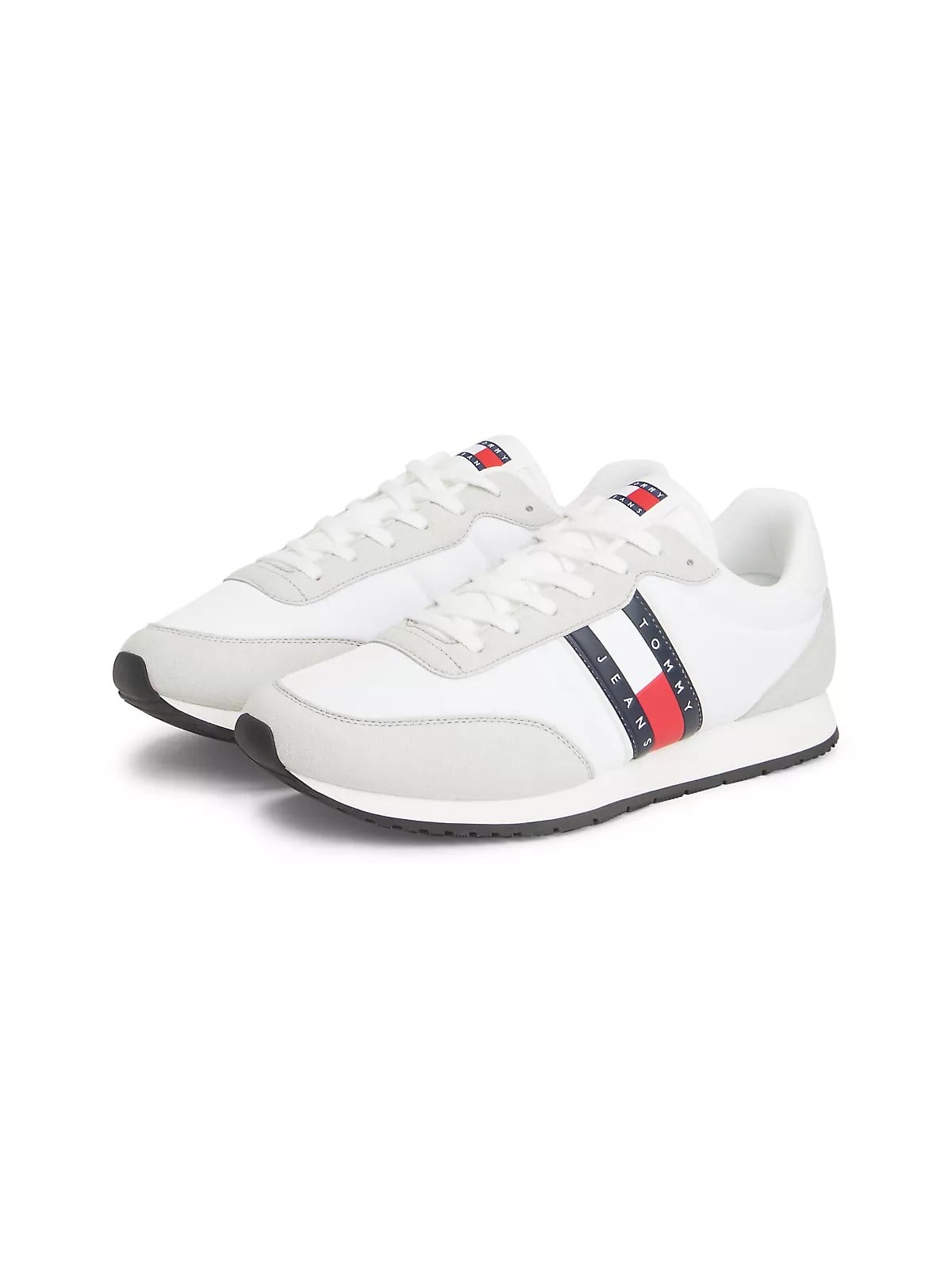Tommy Hilfiger Tommy Hilfiger Erkek Süet Detaylı Bayrak Logo Desenli Beyaz Sneaker EM0EM01709-YBL