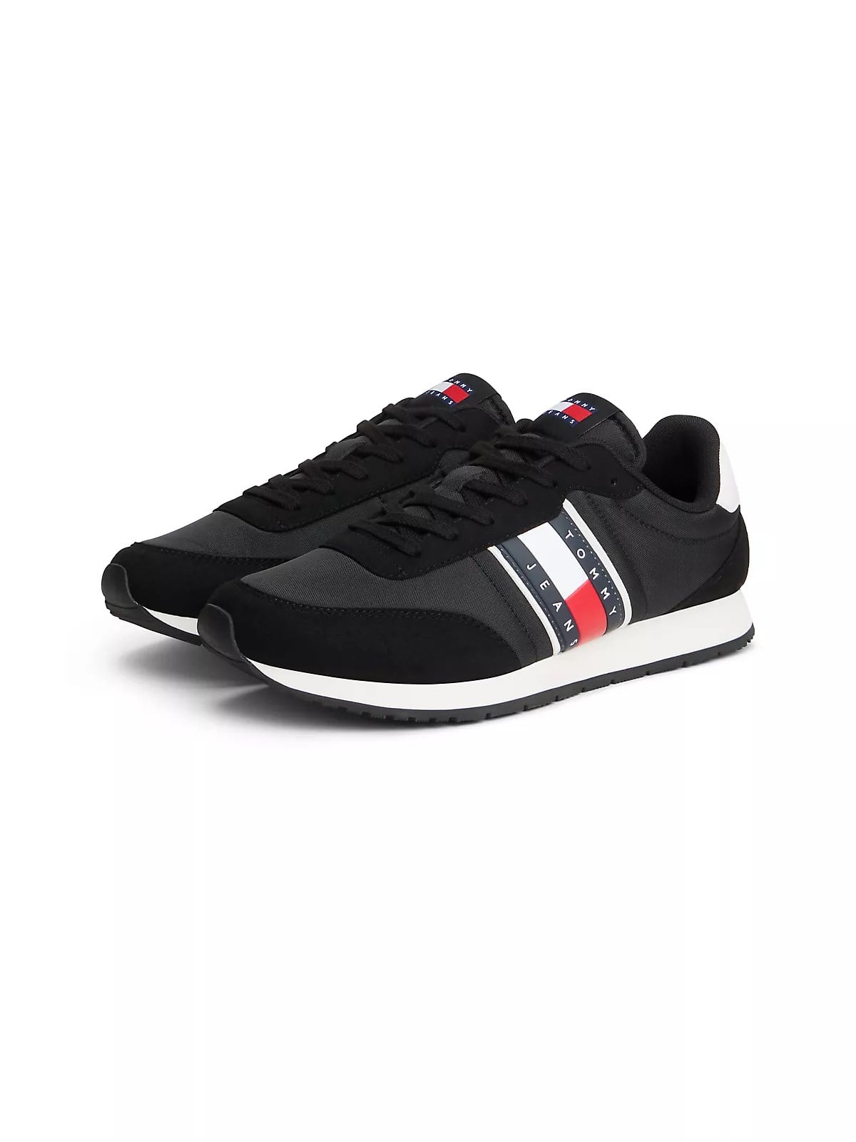 Tommy Hilfiger Tommy Hilfiger Erkek Süet Detaylı Bayrak Logo Desenli Siyah Sneaker EM0EM01709-BDS
