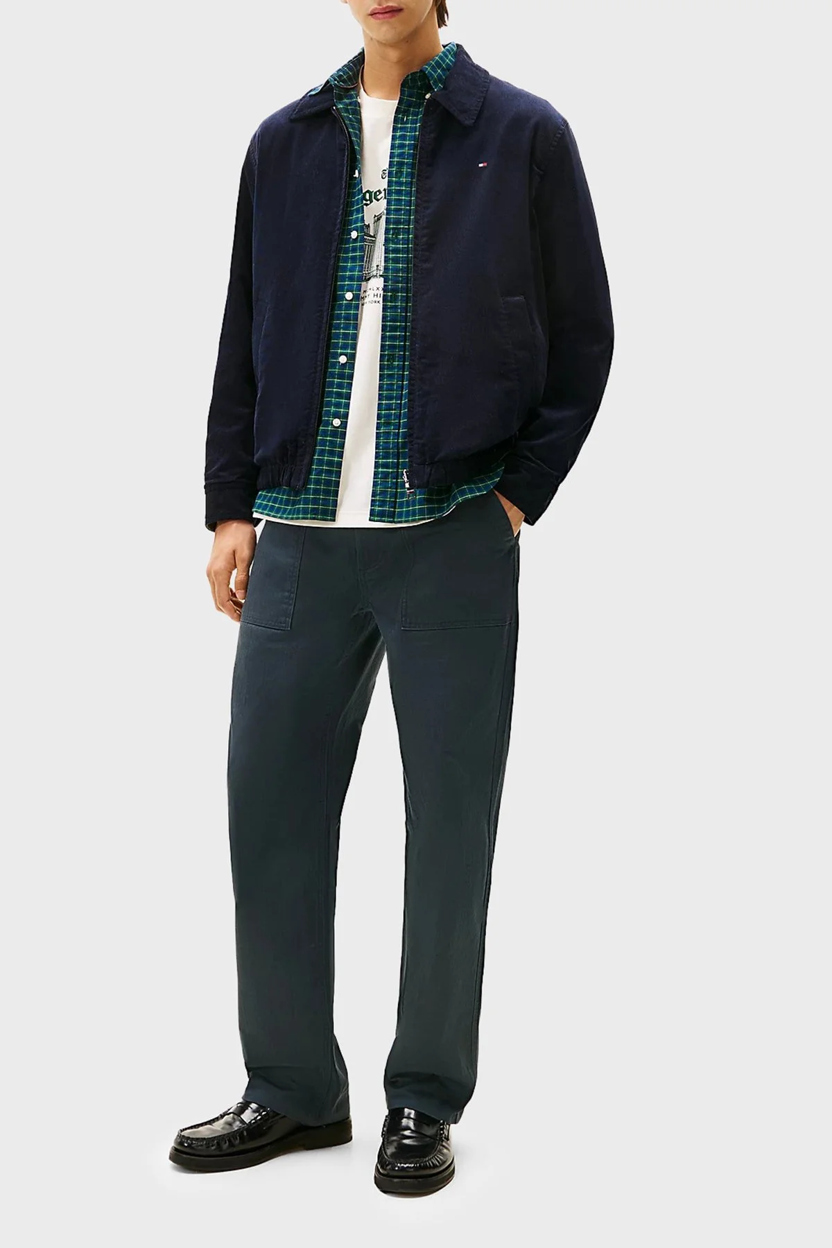 Tommy Hilfiger Tommy Hilfiger Erkek Uzun Kol Gömlek Yaka Düz Mavi Ceket MW0MW40620-DW5