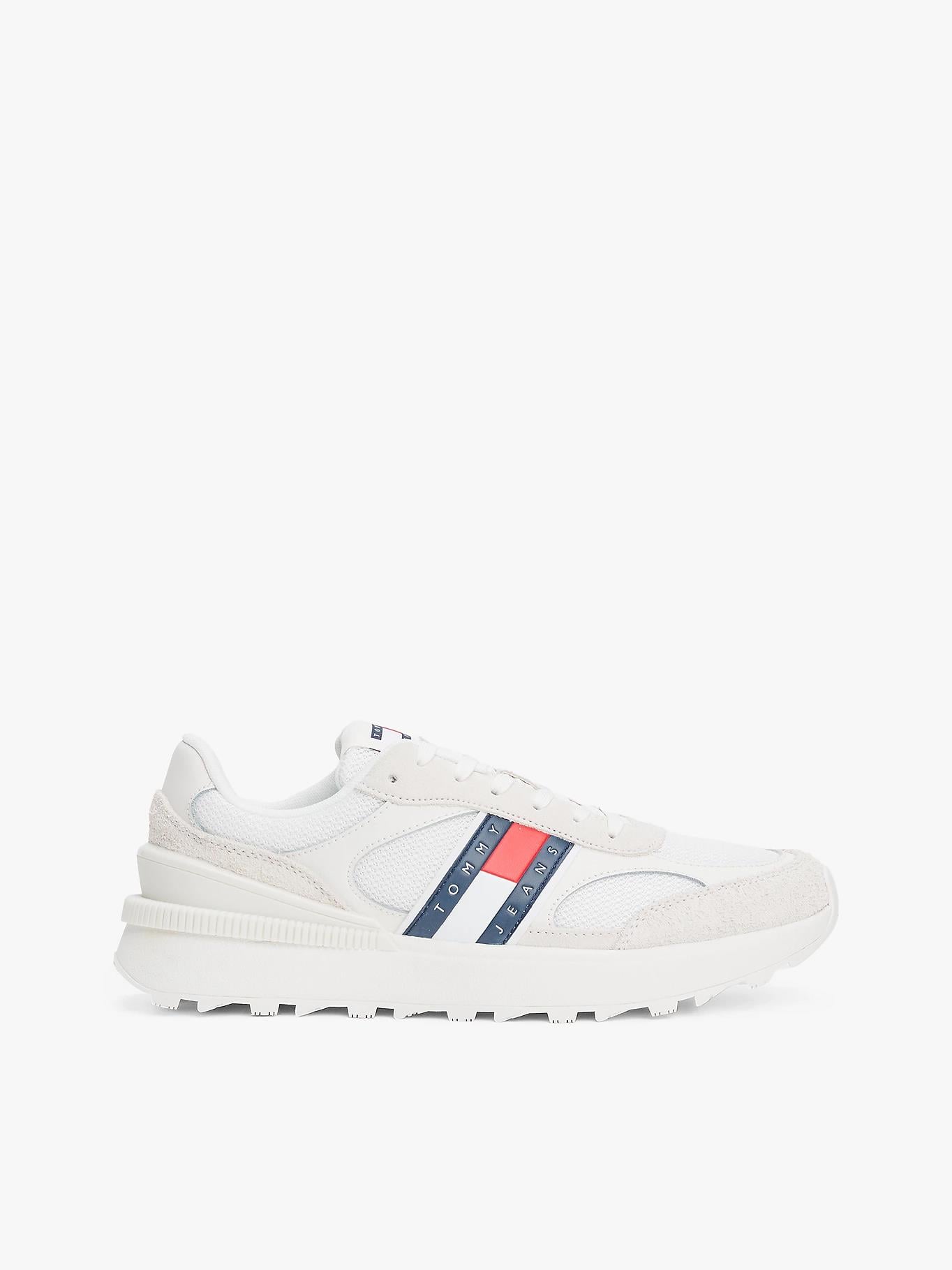 Tommy Hilfiger Tommy Hilfiger Erkek Yüksek Rahat Taban Süet Detaylı Beyaz Sneaker EM0EM01537-YBL