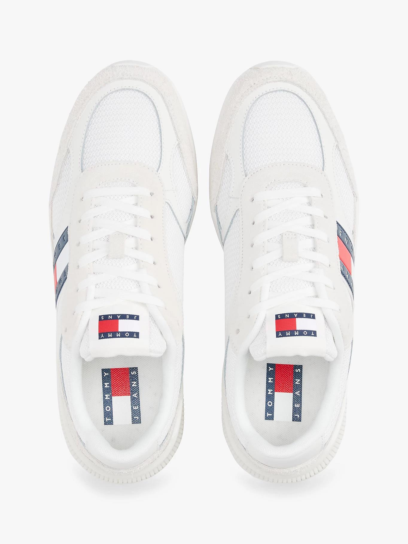 Tommy Hilfiger Tommy Hilfiger Erkek Yüksek Rahat Taban Süet Detaylı Beyaz Sneaker EM0EM01537-YBL