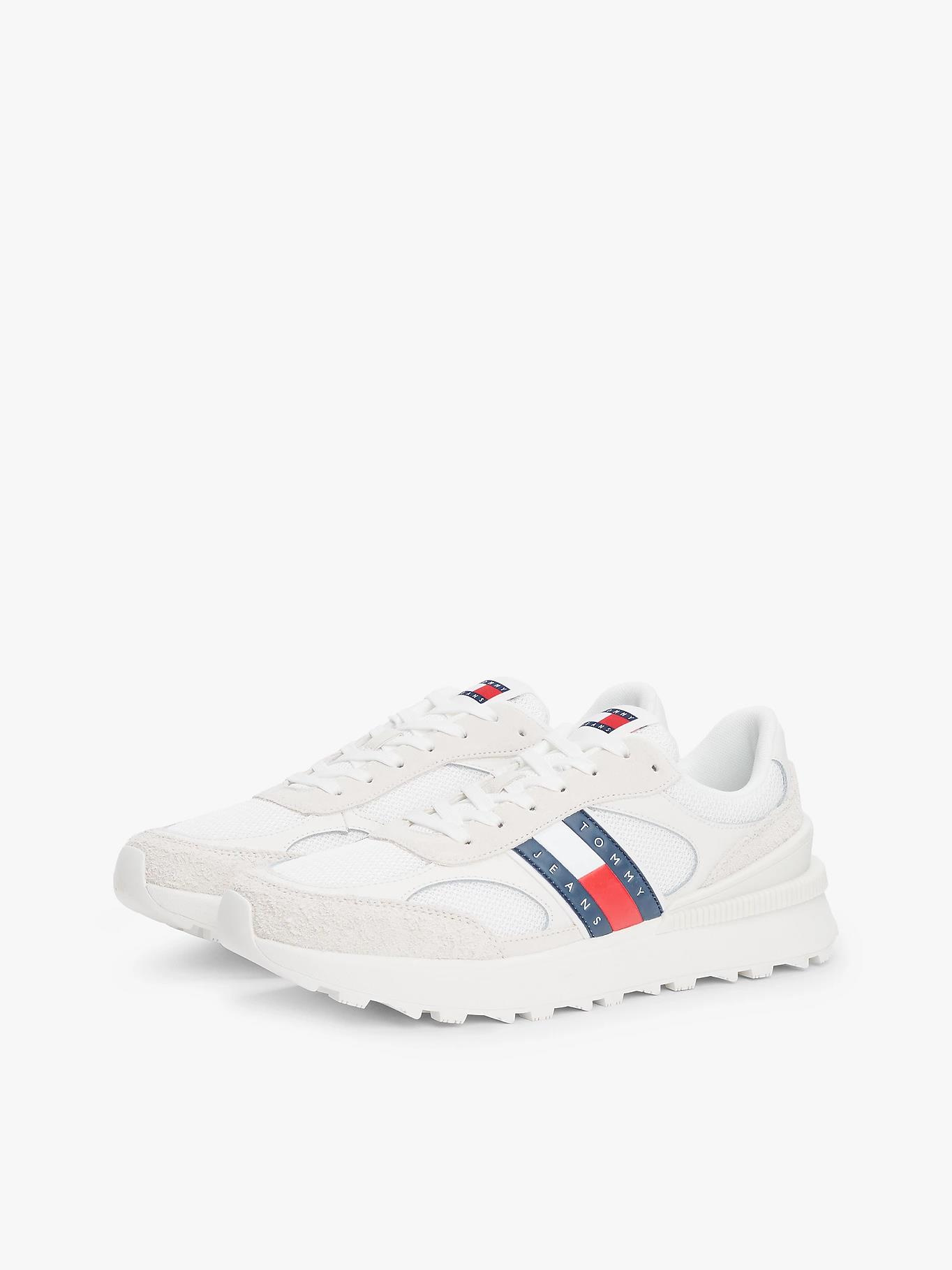 Tommy Hilfiger Tommy Hilfiger Erkek Yüksek Rahat Taban Süet Detaylı Beyaz Sneaker EM0EM01537-YBL