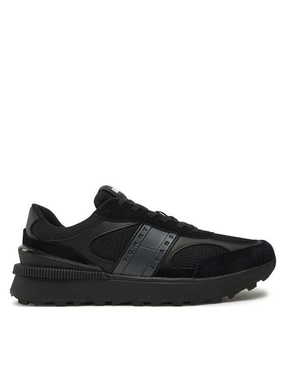 Tommy Hilfiger Tommy Hilfiger Erkek Yüksek Rahat Taban Süet Detaylı Siyah Sneaker EM0EM01537-BDS