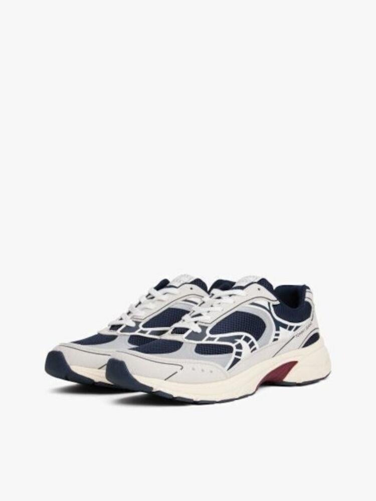 Tommy Hilfiger Tommy Hilfiger Erkek Yüksek Rahat Taban Nefes Alabilen File Detaylı Lacivert-Beyaz Sneaker EM0EM01622-0GZ