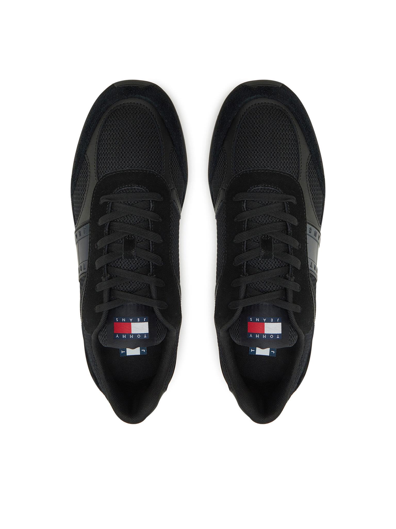 Tommy Hilfiger Tommy Hilfiger Erkek Yüksek Rahat Taban Süet Detaylı Siyah Sneaker EM0EM01537-BDS