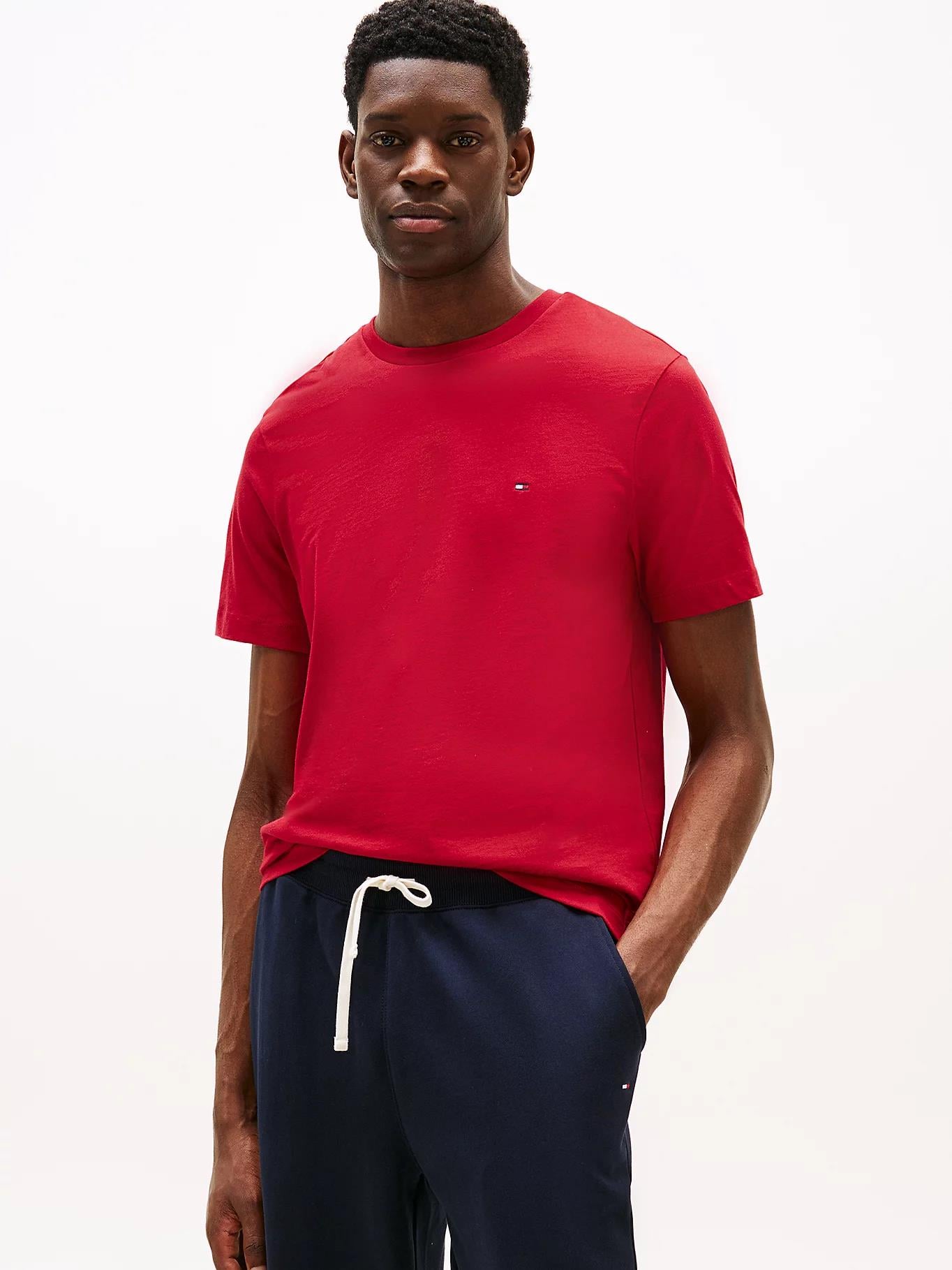 Tommy Hilfiger Tommy Hilfiger Erkek Yuvarlak Yaka Slim Fit Esnek Kumaş Uzun Kollu Kırmızı T-Shirt MW0MW39995-XLD