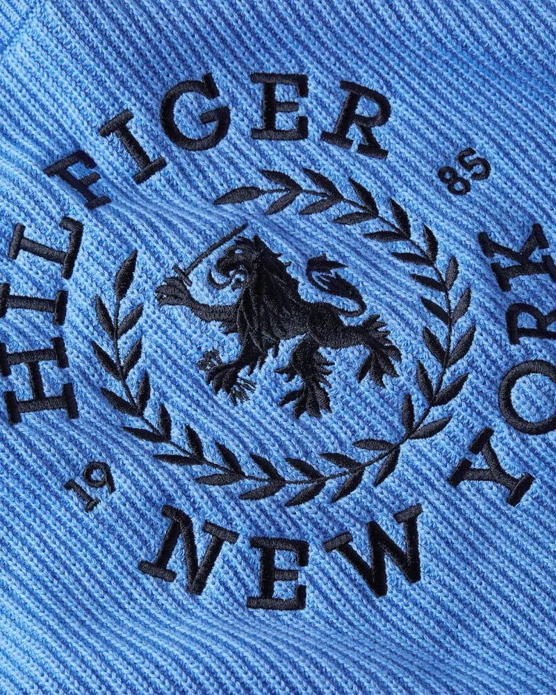 Tommy Hilfiger Tommy Hilfiger Kadın Baskılı Desenli Uzun Kollu Yuvarlak Yakalı Mavi Kazak WW0WW41146-C30