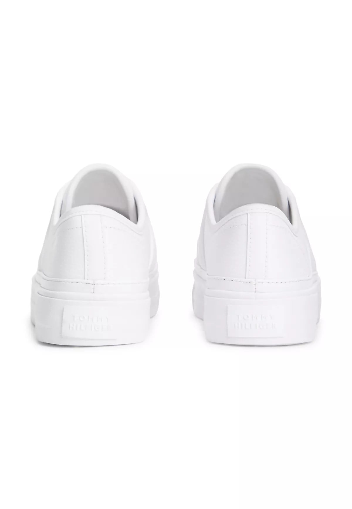 Tommy Hilfiger Tommy Hilfiger Kadın Bağcıklı Rahat Taban Logo Detaylı Deri Günlük Beyaz Sneaker FW0FW09393-YBS