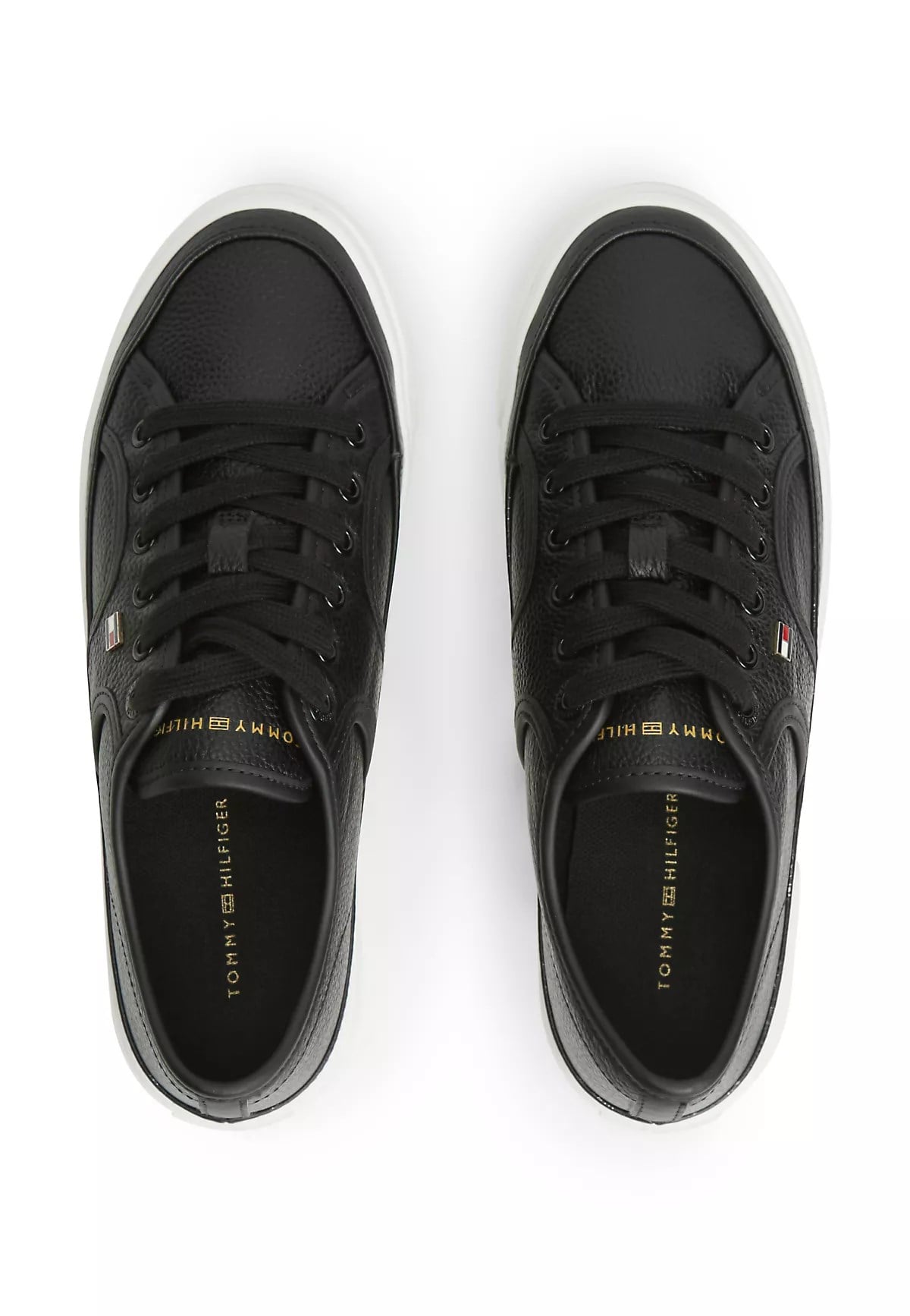 Tommy Hilfiger Tommy Hilfiger Kadın Bağcıklı Rahat Taban Logo Detaylı Deri Günlük Siyah Sneaker FW0FW09393-BDS