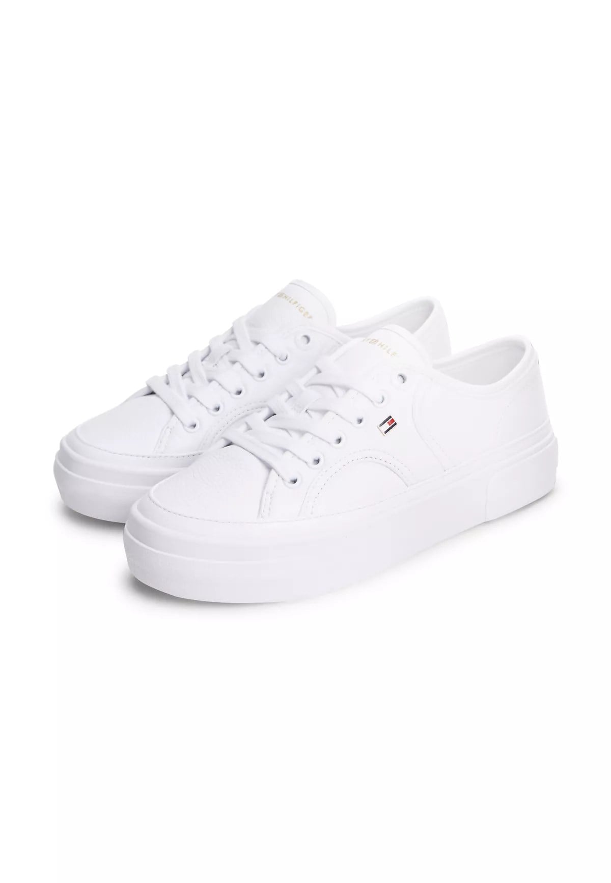 Tommy Hilfiger Tommy Hilfiger Kadın Bağcıklı Rahat Taban Logo Detaylı Deri Günlük Beyaz Sneaker FW0FW09393-YBS