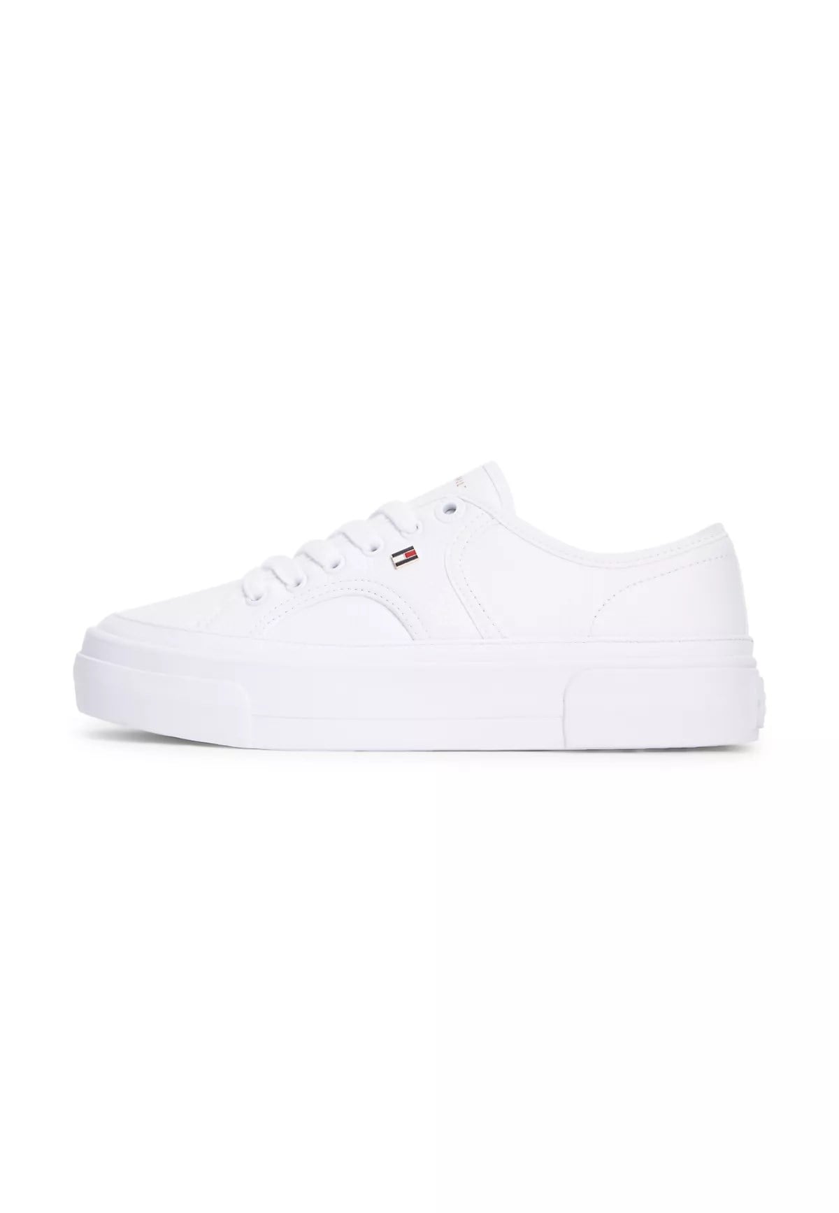 Tommy Hilfiger Tommy Hilfiger Kadın Bağcıklı Rahat Taban Logo Detaylı Deri Günlük Beyaz Sneaker FW0FW09393-YBS