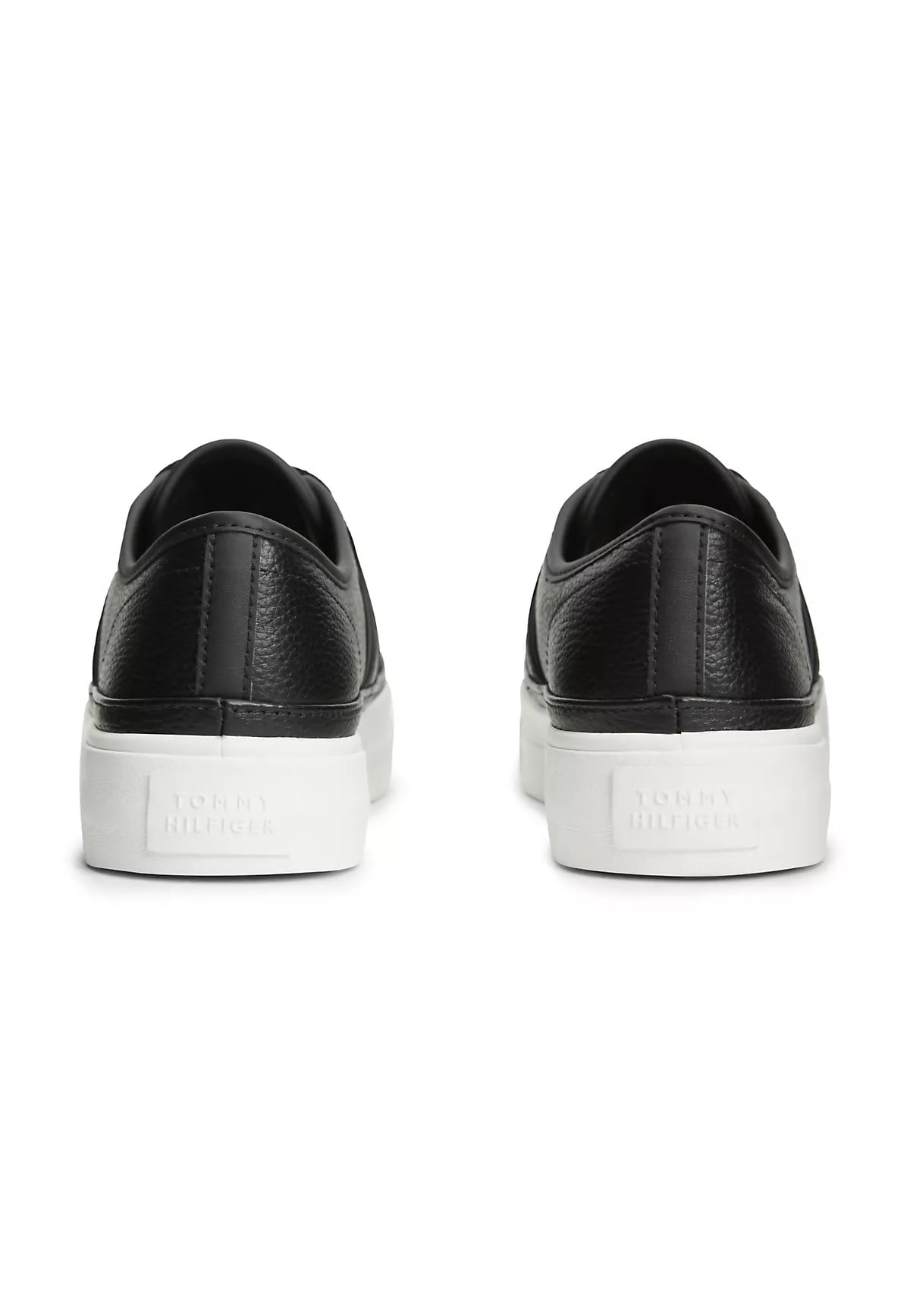 Tommy Hilfiger Tommy Hilfiger Kadın Bağcıklı Rahat Taban Logo Detaylı Deri Günlük Siyah Sneaker FW0FW09393-BDS