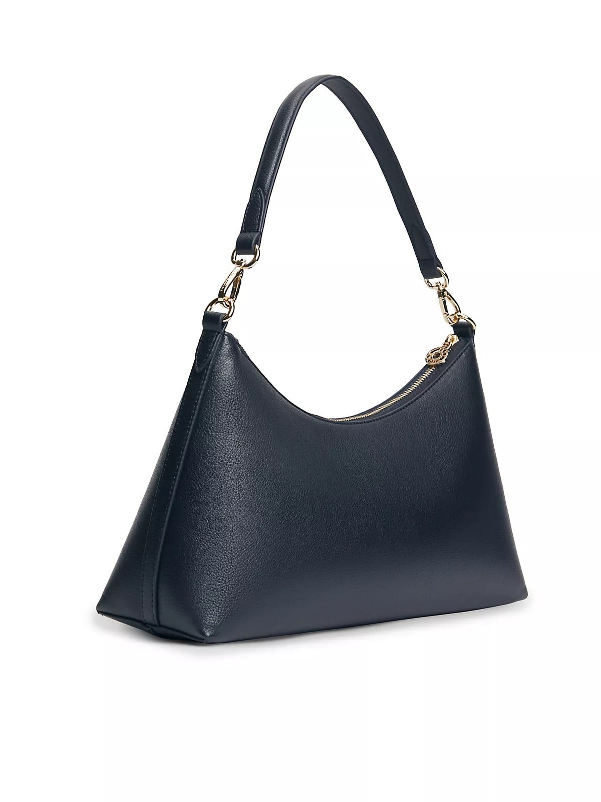 Tommy Hilfiger Tommy Hilfiger Kadın Çıkarılabilir Mini Cüzdanlı Fermuarlı Kısa Kulplu TH Monogram Logolu Lacivert Omuz Çantası AW0AW18720-DW6