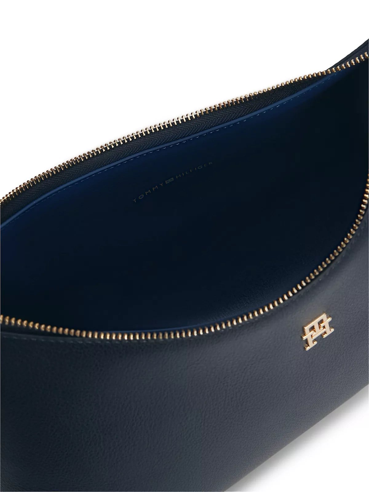 Tommy Hilfiger Tommy Hilfiger Kadın Çıkarılabilir Mini Cüzdanlı Fermuarlı Kısa Kulplu TH Monogram Logolu Lacivert Omuz Çantası AW0AW18720-DW6