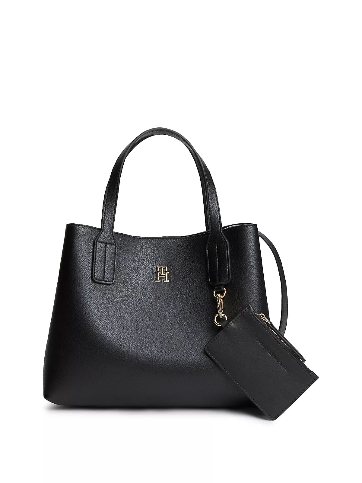 Tommy Hilfiger Tommy Hilfiger Kadın Çıkarılabilir Mini Askılı ve Cüzdanlı TH Monogram Logolu Siyah Omuz Çantası AW0AW18722-BDS