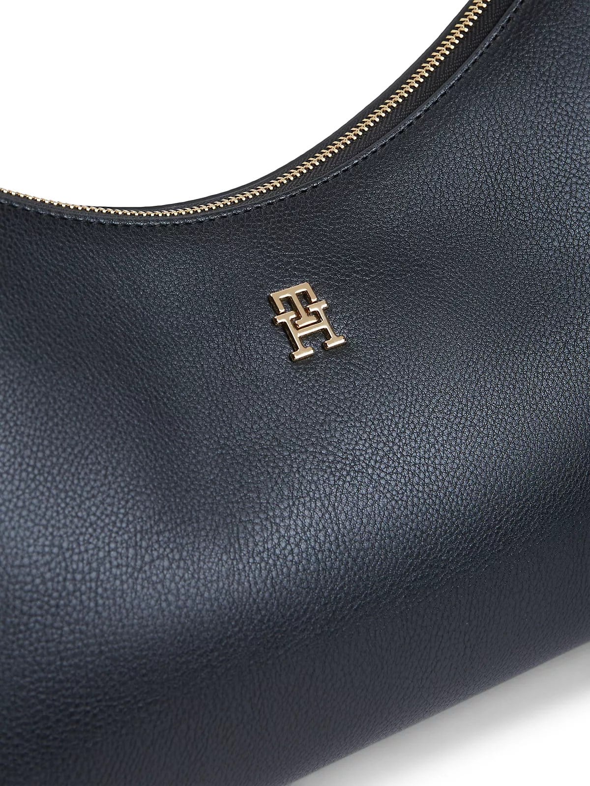 Tommy Hilfiger Tommy Hilfiger Kadın Çıkarılabilir Mini Cüzdanlı Fermuarlı Kısa Kulplu TH Monogram Logolu Siyah Omuz Çantası AW0AW18720-BDS