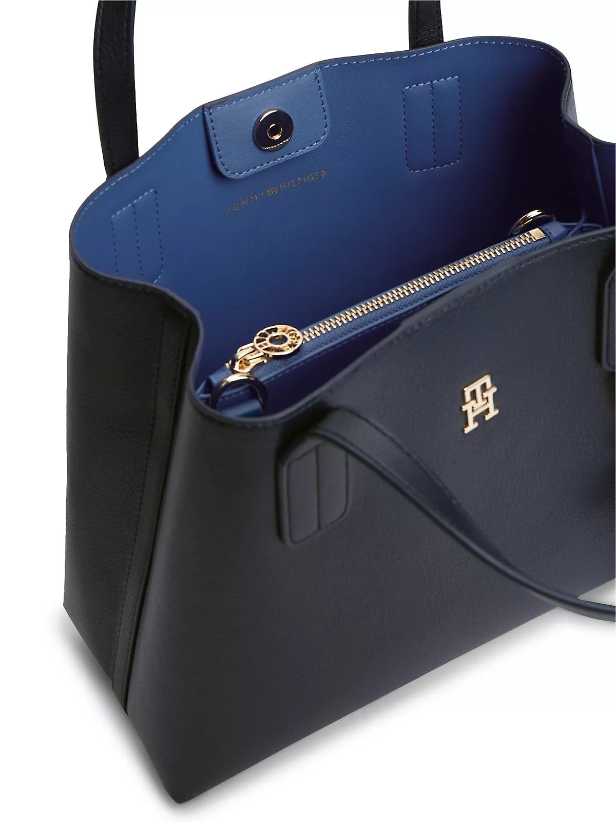 Tommy Hilfiger Tommy Hilfiger Kadın Çıkarılabilir Mini Askılı ve Cüzdanlı TH Monogram Logolu Lacivert Omuz Çantası AW0AW18722-DW6