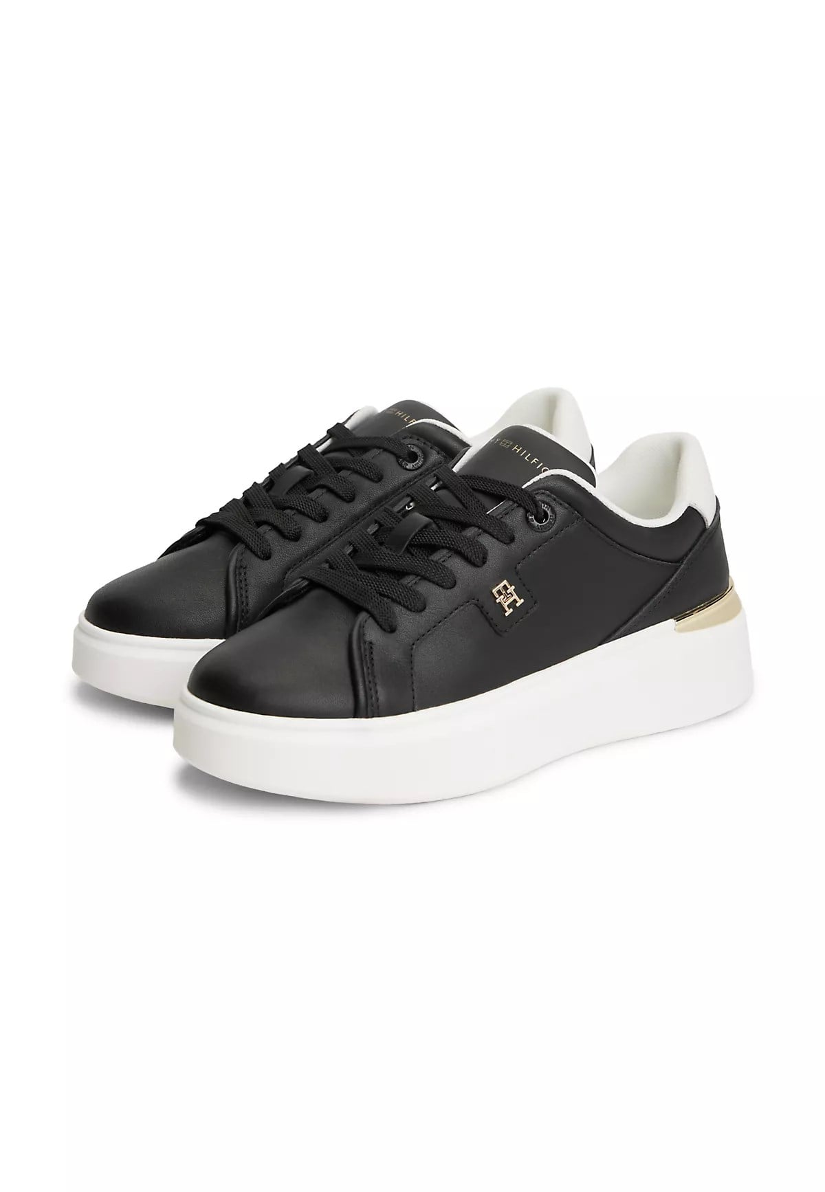 Tommy Hilfiger Tommy Hilfiger Kadın Deri Detaylı Düşük Bilekli Rahat Taban Siyah Sneaker FW0FW09396-BDS