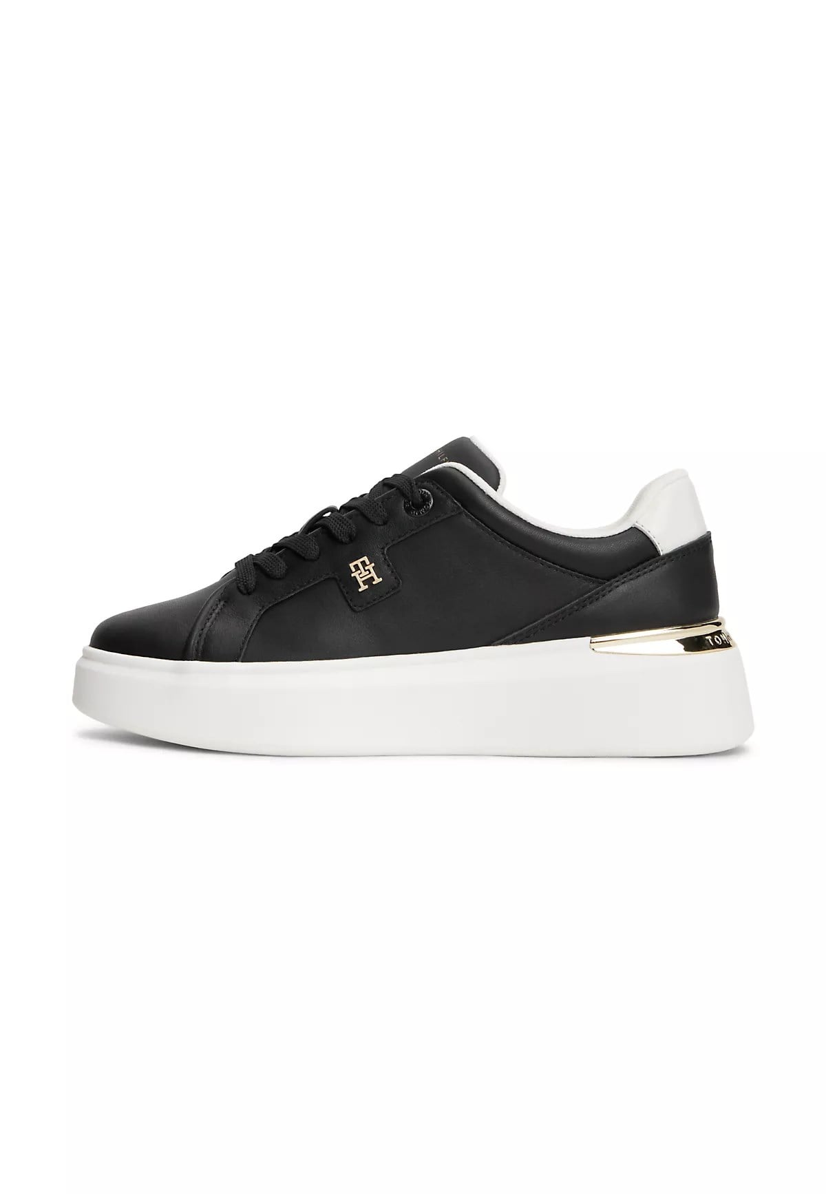 Tommy Hilfiger Tommy Hilfiger Kadın Deri Detaylı Düşük Bilekli Rahat Taban Siyah Sneaker FW0FW09396-BDS