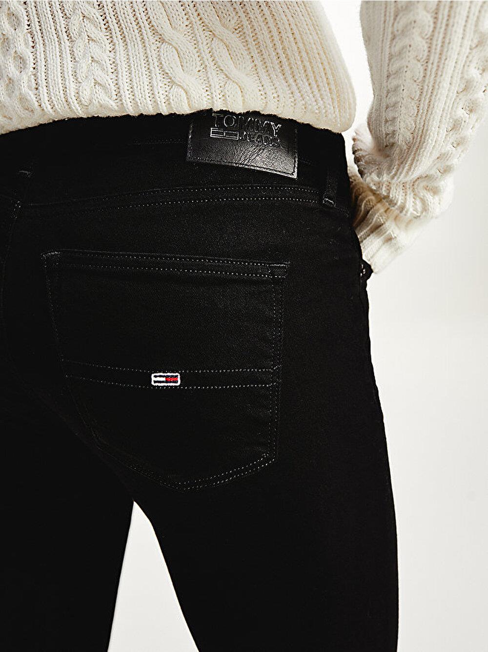 Tommy Hilfiger Tommy Hilfiger Kadın Denim Normal Belli Düz Model Günlük Kullanım Siyah Jeans DW0DW09216-1BZ