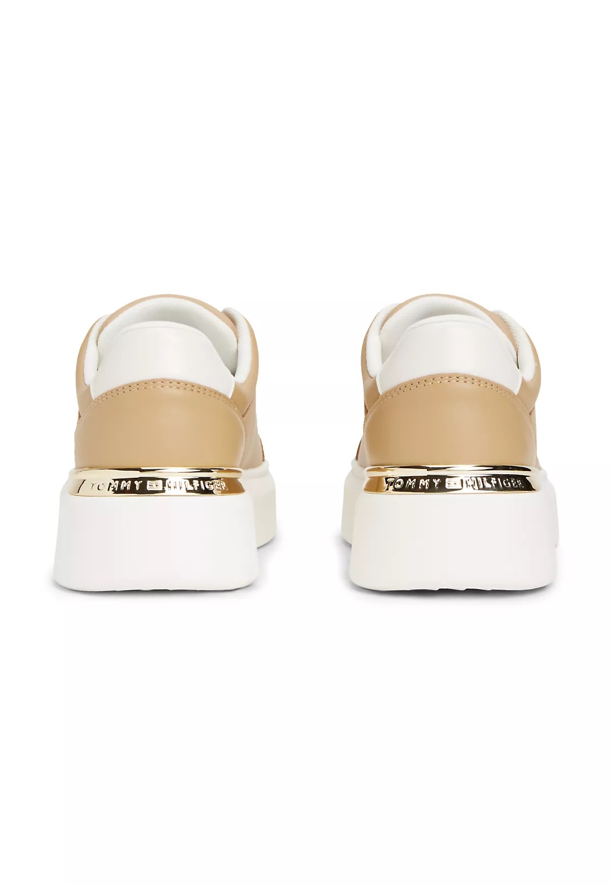 Tommy Hilfiger Tommy Hilfiger Kadın Deri Detaylı Düşük Bilekli Rahat Taban Bej Sneaker FW0FW09396-ABS