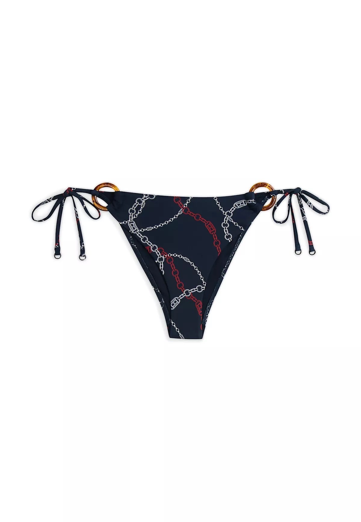 Tommy Hilfiger Tommy Hilfiger Kadın Desenli Halka Detaylı Lacivert Bikini Altı UW0UW06395-0YJ