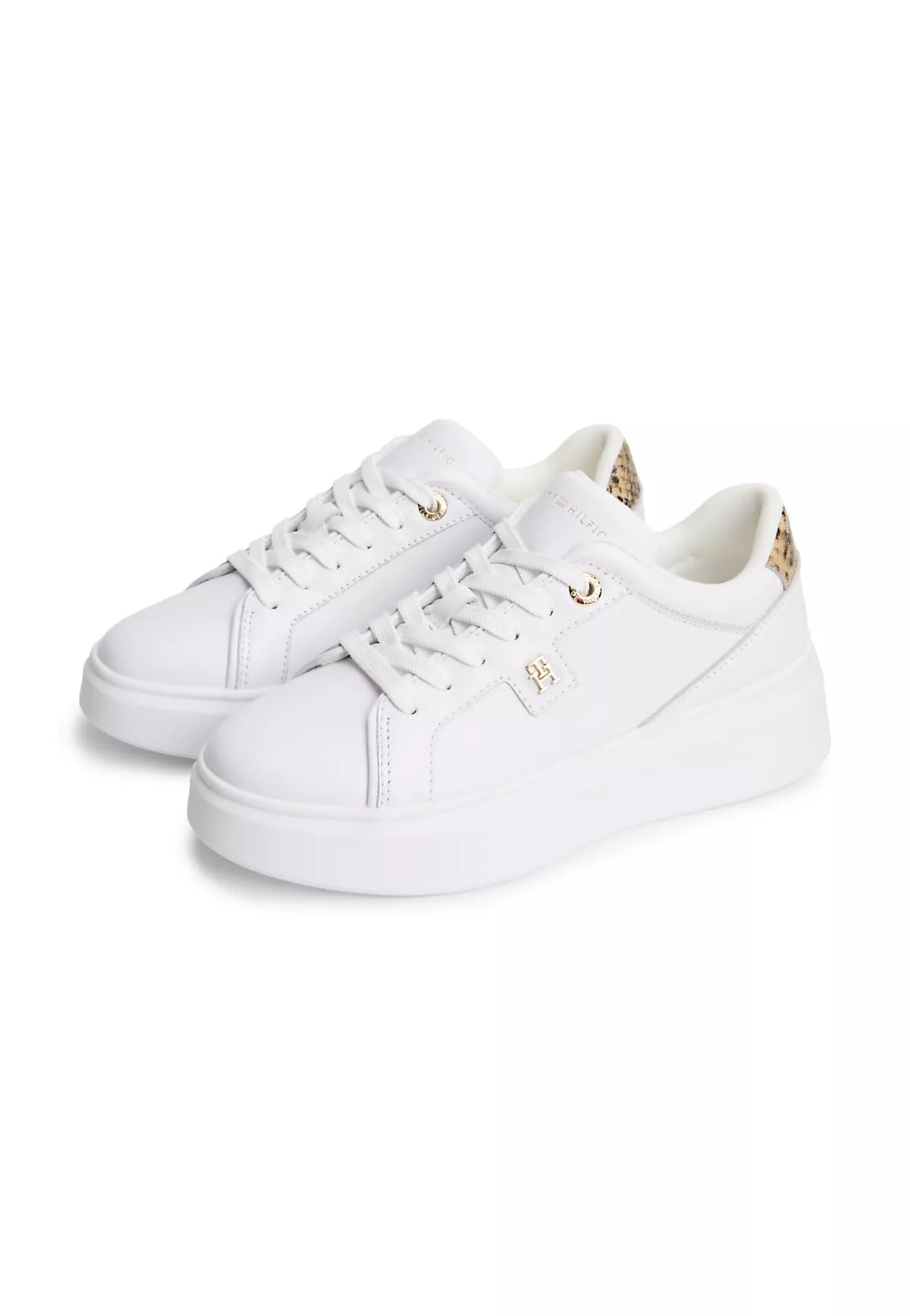 Tommy Hilfiger Tommy Hilfiger Kadın Düşük Bilekli TH Logo Detaylı Hakiki Deri Beyaz Sneaker FW0FW09456-YBS