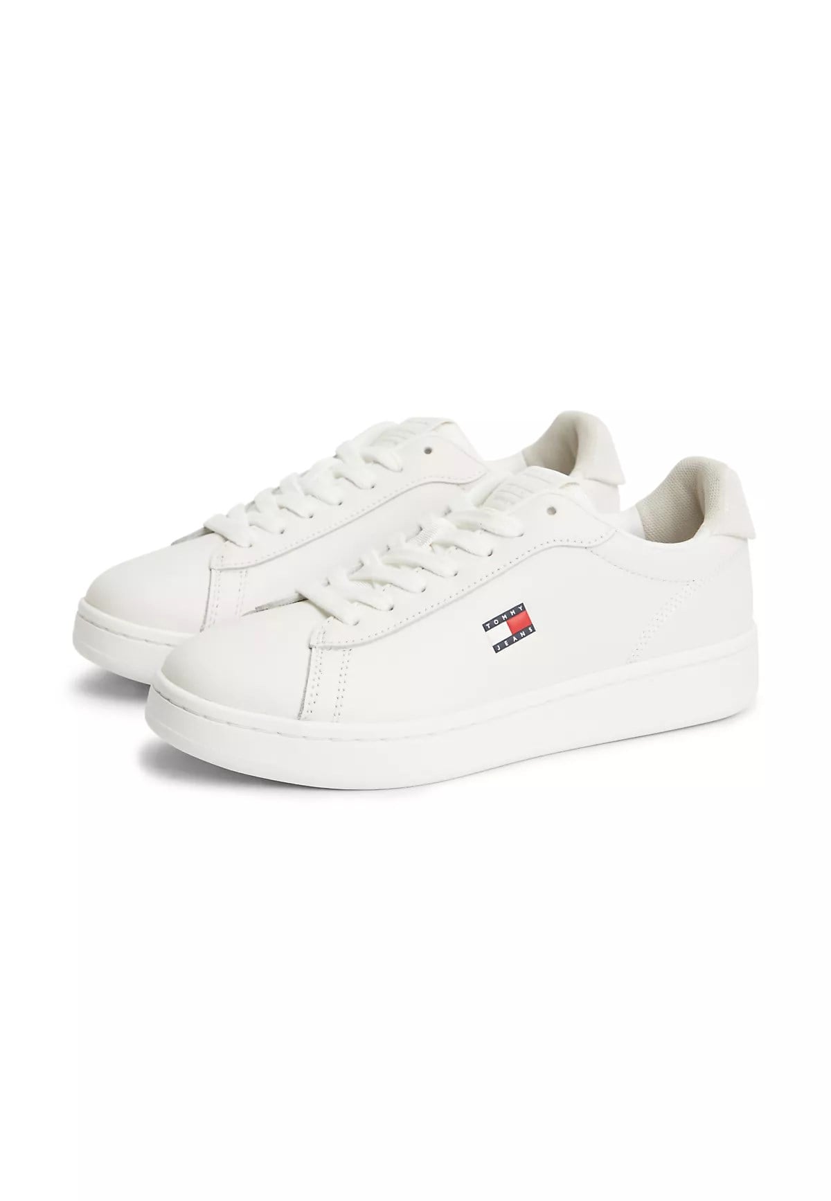 Tommy Hilfiger Tommy Hilfiger Kadın Düşük Bilekli İkonik Bayrak Logo Desenli Süet Detaylı Deri Ekru Sneaker EN0EN03146-YBL