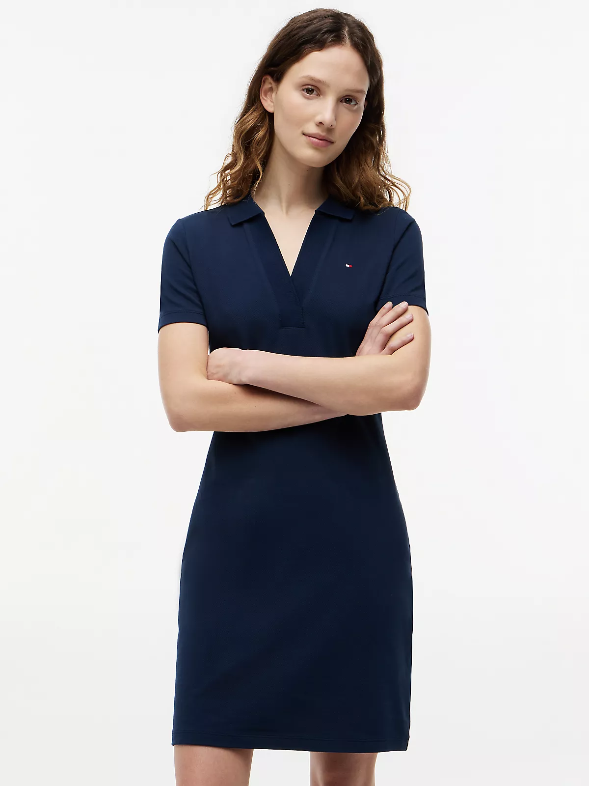Tommy Hilfiger Tommy Hilfiger Kadın Gömlek Yakalı Bol Kol Detaylı Düğme Kapamalı Lacivert1 Elbise WW0WW42567-C1G