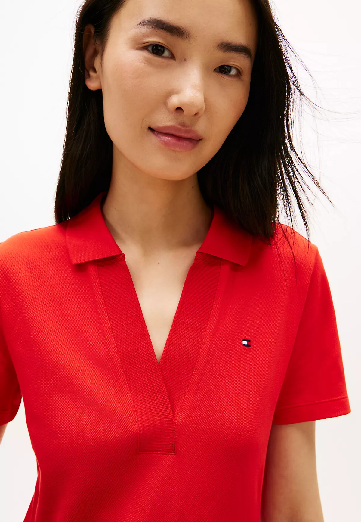 Tommy Hilfiger Tommy Hilfiger Kadın Gömlek Yakalı Bol Kol Detaylı Düğme Kapamalı Kırmızı Elbise WW0WW42567-SNE