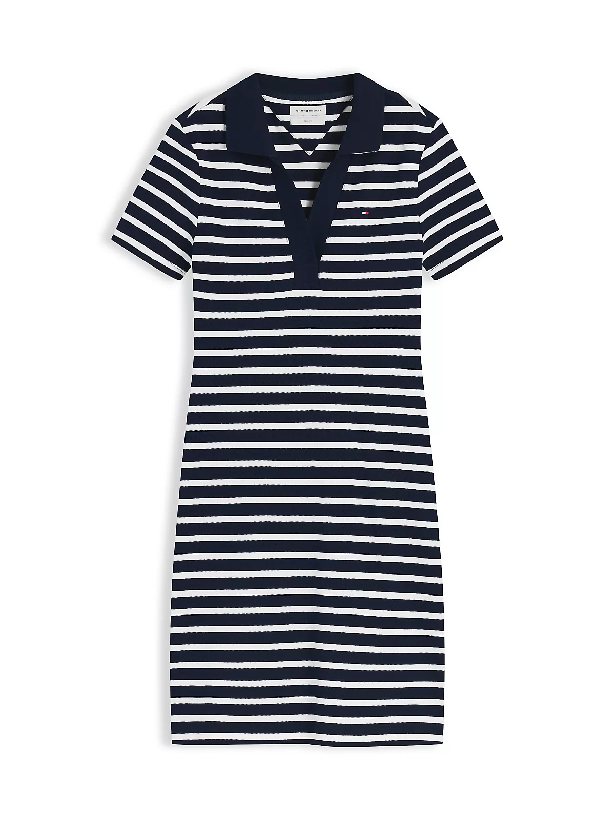 Tommy Hilfiger Tommy Hilfiger Kadın Gömlek Yakalı Bol Kol Detaylı Düğme Kapamalı Lacivert-Beyaz Elbise WW0WW42567-0X4